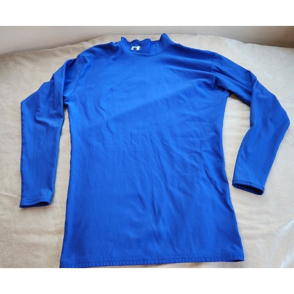 UNDER ARMOUR TURTLE NECK LONG SLEEVES Shirt Mens Medium Blue Compression Thermal - Picture 1 of 6